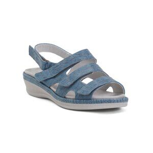 WIDEFIT Jeans Made In Portugal Leather Comfort Sandals With Three Velcro Straps